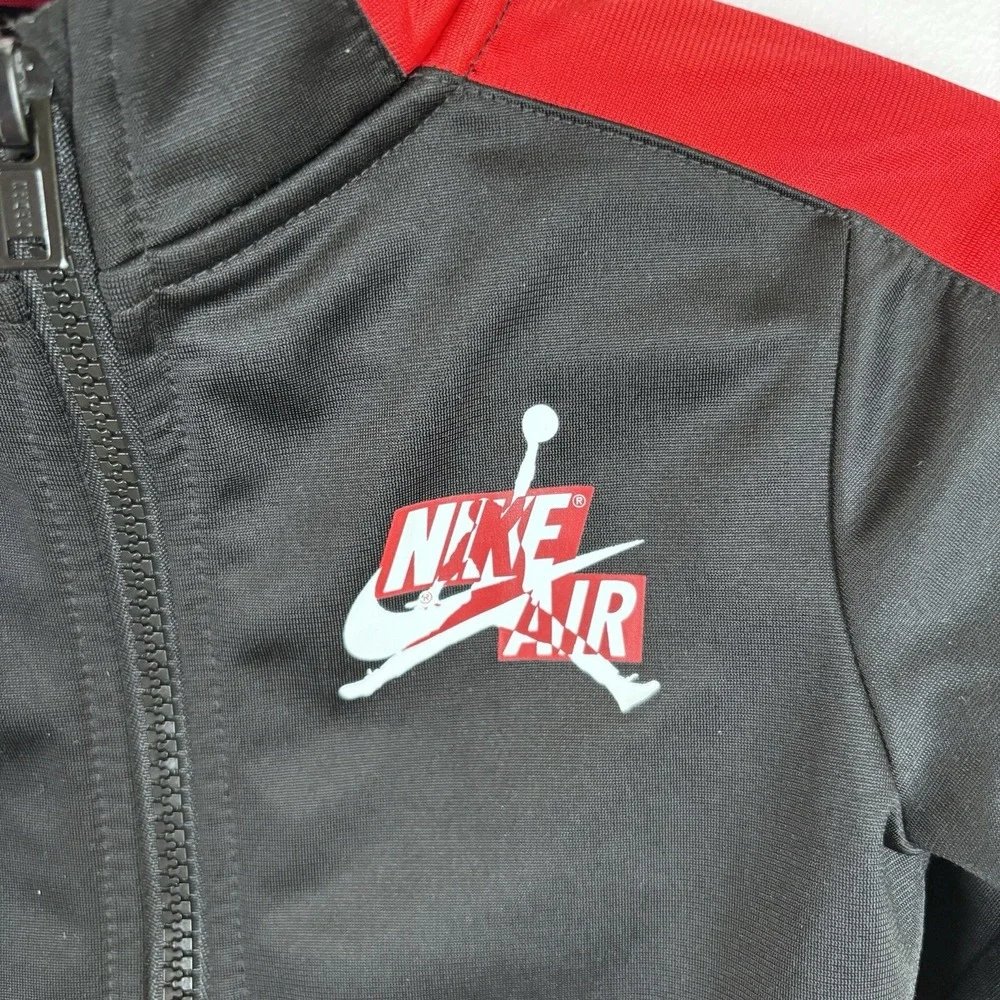 Nike Air Jordan Track‎ Jacket Toddler Size 24mo Black Red Full Zip Athletic